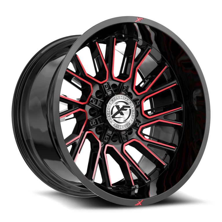 Gloss Black Red Milled 8 Lug