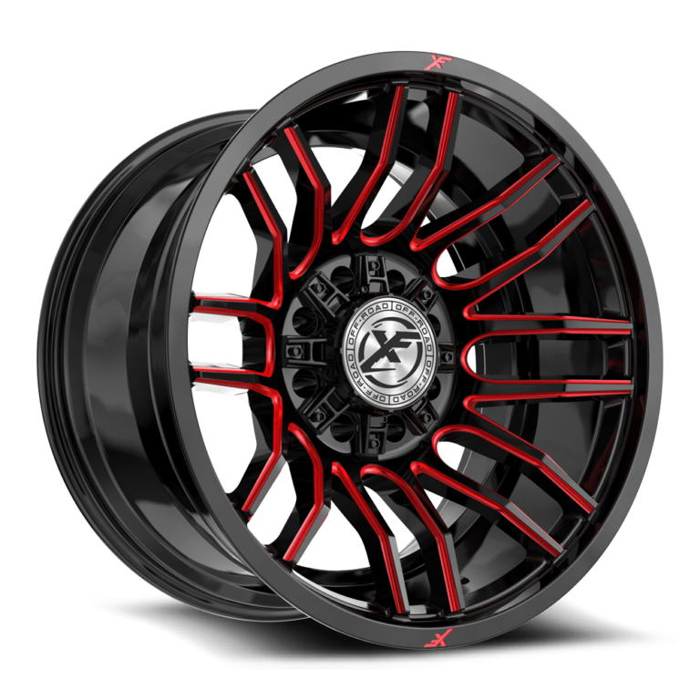 Gloss Black Red Milled 8 Lug