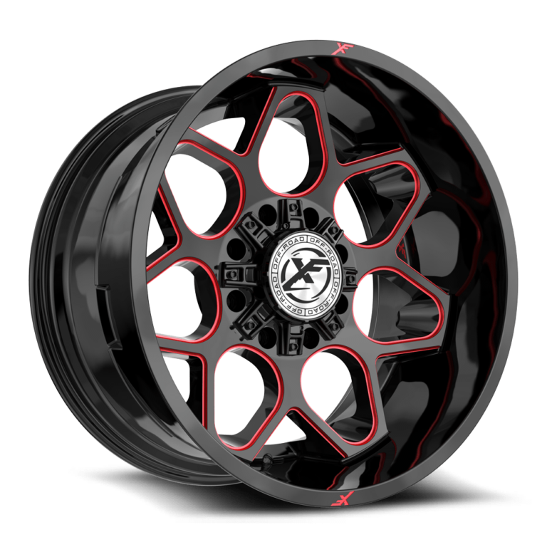 Gloss Black Red Milled 8 Lug