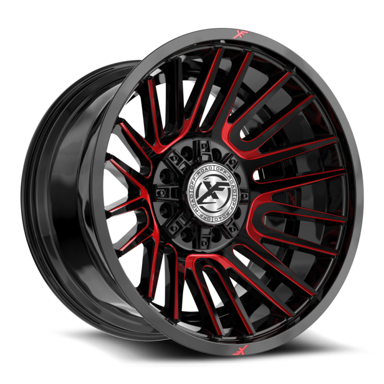 Gloss Black Red Milled 8 Lug
