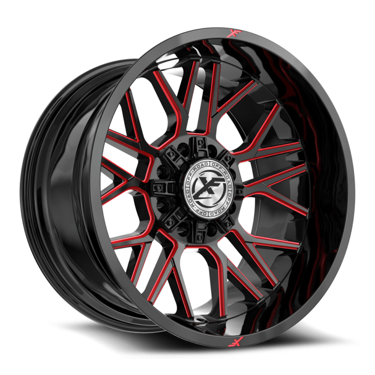 Gloss Black Red Milled 8 Lug