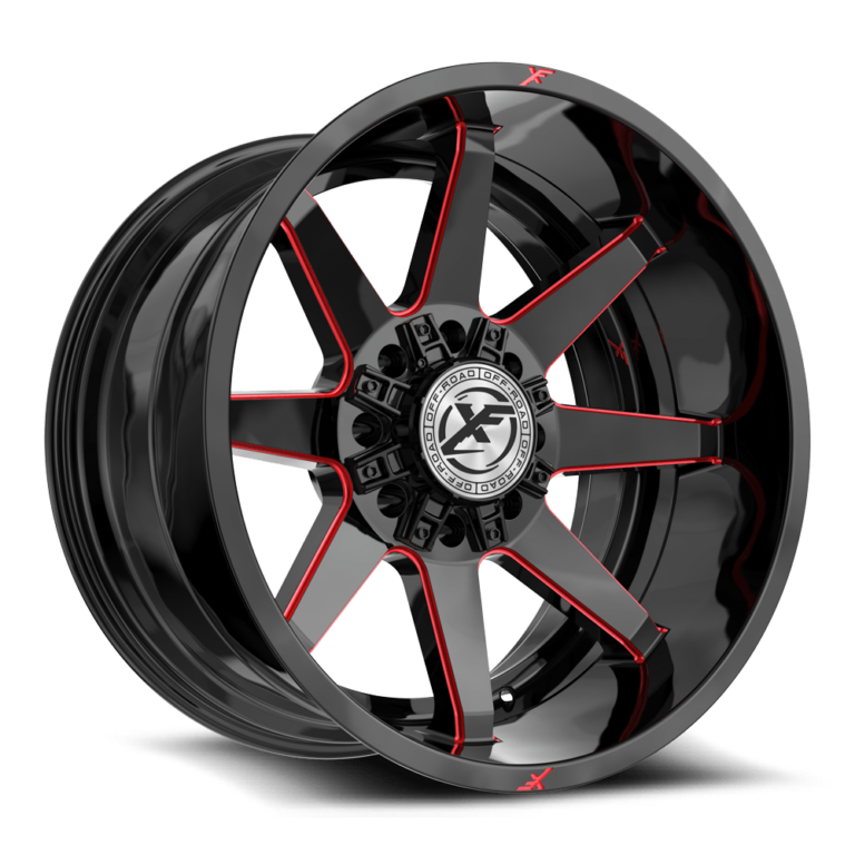Gloss Black Red Milled 8 Lug
