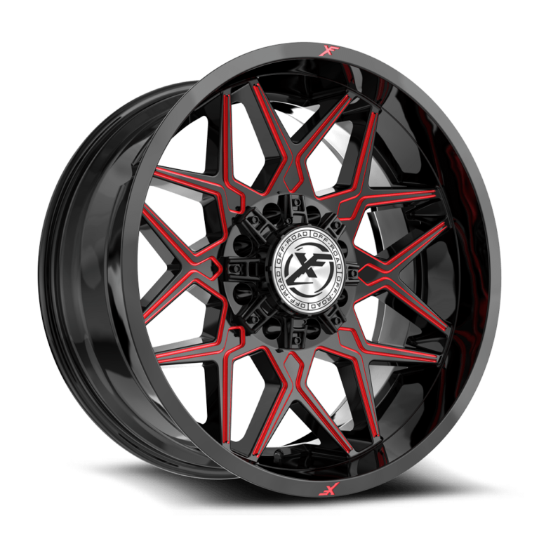 Gloss Black Red Milled 8 Lug