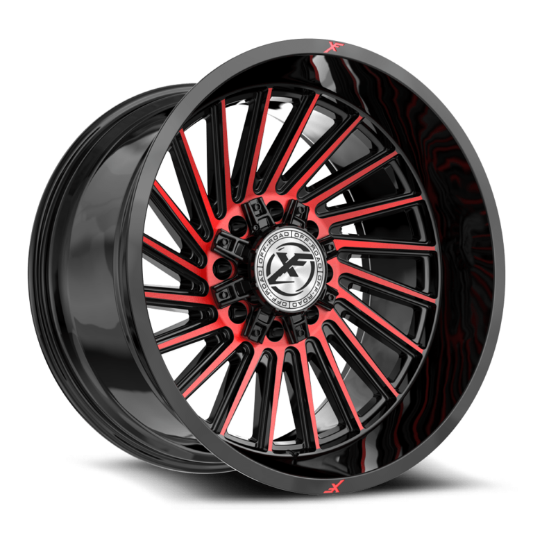 Gloss Black Red Milled 8 Lug