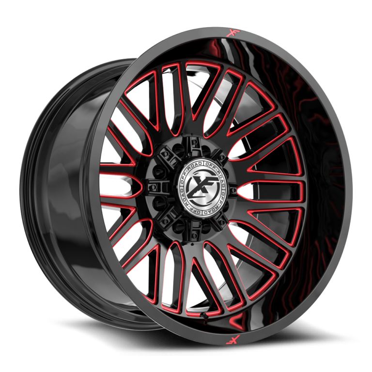 Gloss Black Red Milled 8 Lug